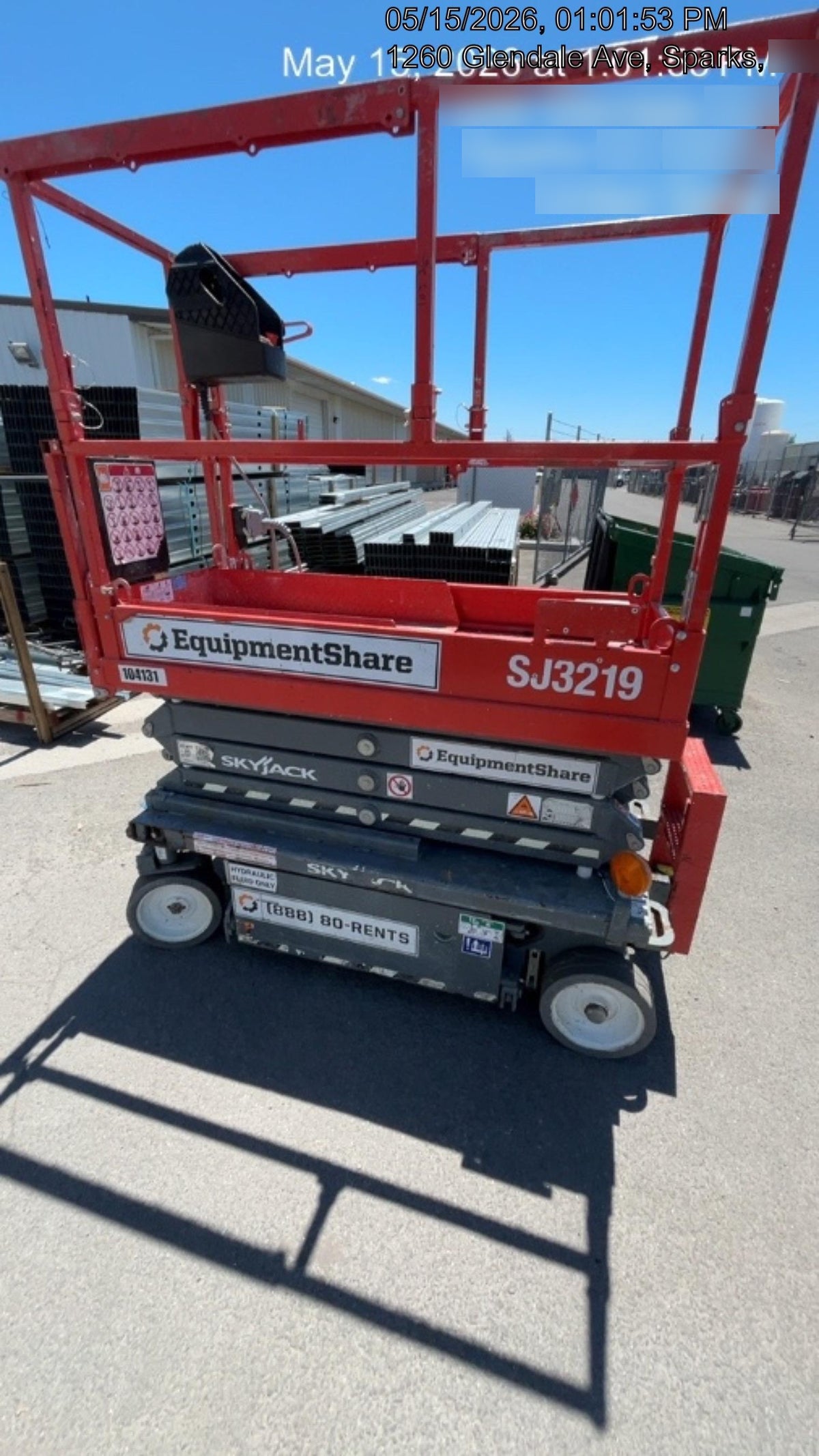 2020 Skyjack SJIII-3219 Solid NM Tires, Half height spring hinged entry gate, Dual Beacons, 800W Inverter