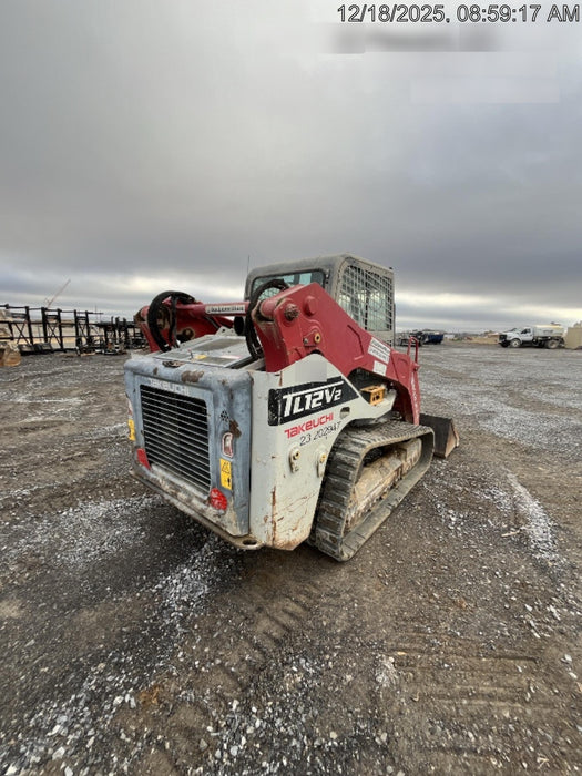 2019 Takeuchi TL12V2C Cab/Heat/Air w/Auxiliary Hydraulics, 2 Speed, Hydraulic QC 80" Tooth Bucket, 48" Pallet Forks