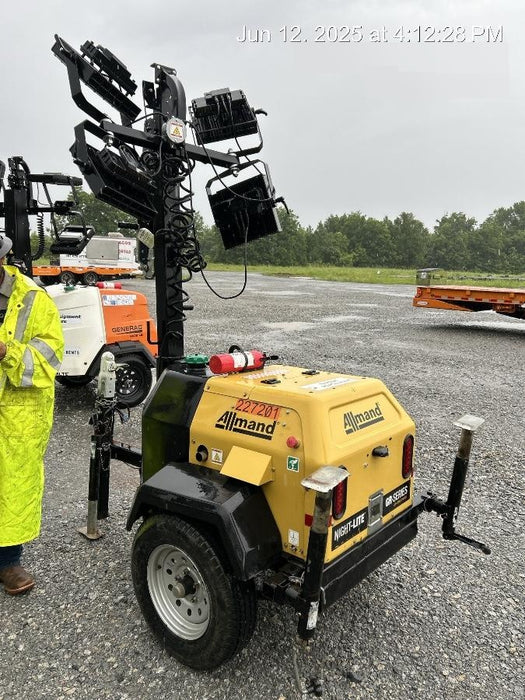 2022 Allmand NLV3GR (4) LED Light Fixture 350W, 23' Vertical Mast, 3kW Prime, Towable, Deep Sea L401, Leveling Jacks, Yanmar T4F 5.8hp