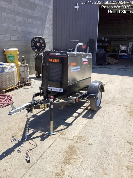 2022 Lincoln Electric Vantage 322 Trlr Mounted, Cable Rack, Light Kit