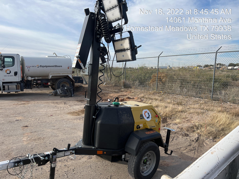 2022 Allmand NLV3GR (4) LED Light Fixture 350W, 23' Vertical Mast, 3kW Prime, Towable, ES Decals, T3