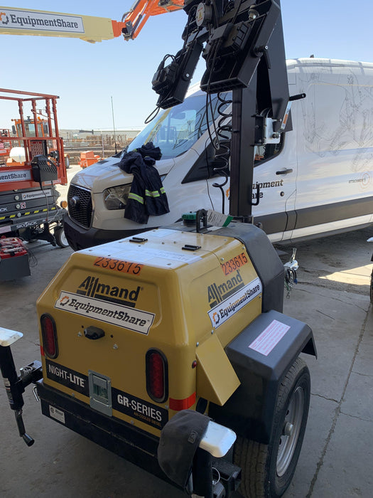 2022 Allmand NLV3GR (4) LED Light Fixture 350W, 23' Vertical Mast, 3kW Prime, Towable, Deep Sea L401, Leveling Jacks, Yanmar T4F 5.8hp