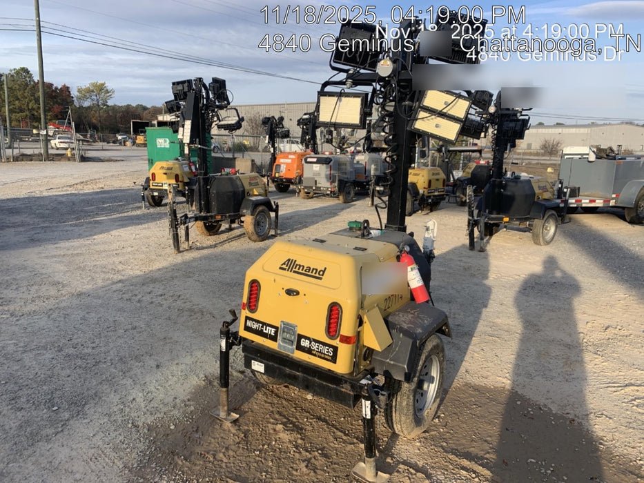 2022 Allmand NLV3GR (4) LED Light Fixture 350W, 23' Vertical Mast, 3kW Prime, Towable, Deep Sea L401, Leveling Jacks, Yanmar T4F 5.8hp