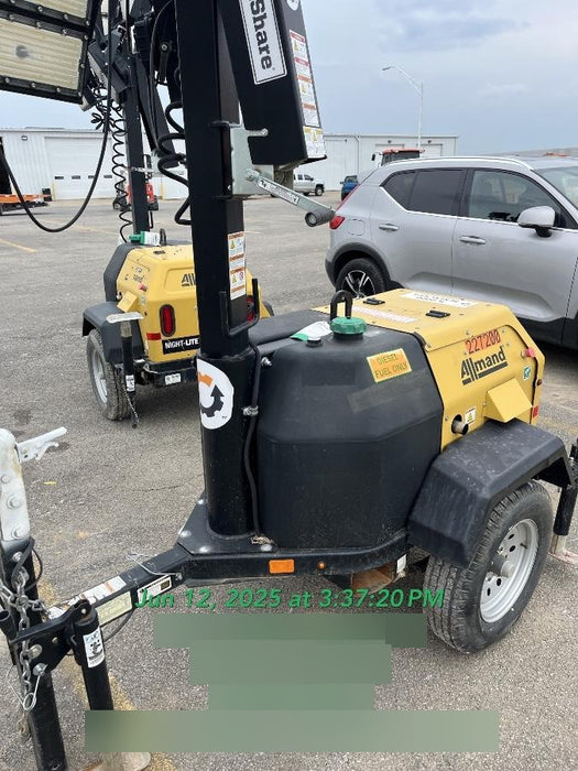 2022 Allmand NLV3GR (4) LED Light Fixture 350W, 23' Vertical Mast, 3kW Prime, Towable, Deep Sea L401, Leveling Jacks, Yanmar T4F 5.8hp