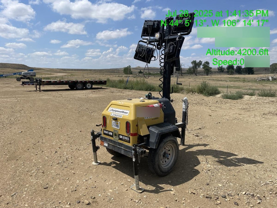 2021 Allmand NLV3GR (4) LED Light Fixture 350W, 23' Vertical Mast, 3kW Prime, Towable, Deep Sea L401, Leveling Jacks, Yanmar T4F 5.8hp