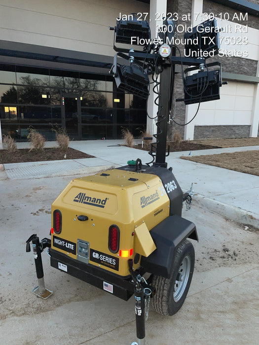 2022 Allmand NLV3GR (4) LED Light Fixture 350W, 23' Vertical Mast, 3kW Prime, Towable, ES Decals, T3