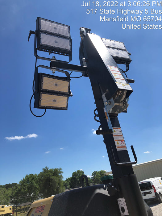 2022 Allmand NLV3GR (4) LED Light Fixture 350W, 23' Vertical Mast, 3kW Prime, Towable, Deep Sea L401, Leveling Jacks, Yanmar T4F 5.8hp