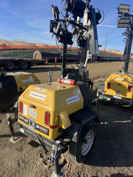 2022 Allmand NLV3GR (4) LED Light Fixture 350W, 23' Vertical Mast, 3kW Prime, Towable, Deep Sea L401, Leveling Jacks, Yanmar T4F 5.8hp