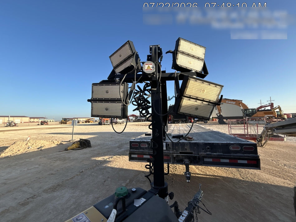 2022 Allmand NLV3GR (4) LED Light Fixture 350W, 23' Vertical Mast, 3kW Prime, Towable, Deep Sea L401, Leveling Jacks, Yanmar T4F 5.8hp