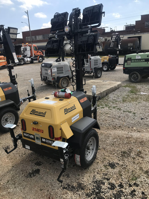 2022 Allmand NLV3GR (4) LED Light Fixture 350W, 23' Vertical Mast, 3kW Prime, Towable, Deep Sea L401, Leveling Jacks, Yanmar T4F 5.8hp