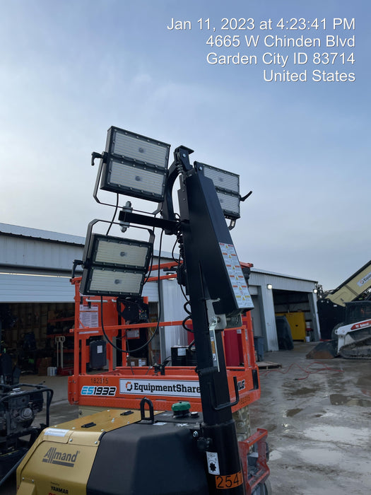 2022 Allmand NLV3GR (4) LED Light Fixture 350W, 23' Vertical Mast, 3kW Prime, Towable, ES Decals, T3