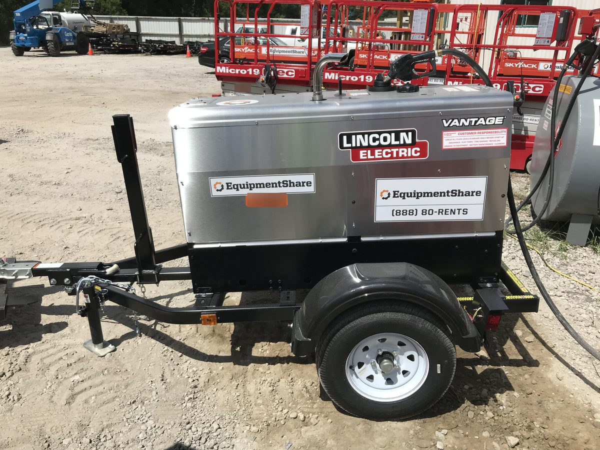 2019 Lincoln Electric Vantage 322 Welder Ready-Pak 3, Two wheel trailer, Fender and Light kit, Cable Rack