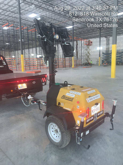 2022 Allmand NLV3GR (4) LED Light Fixture 350W, 23' Vertical Mast, 3kW Prime, Towable, Deep Sea L401, Leveling Jacks, Yanmar T4F 5.8hp