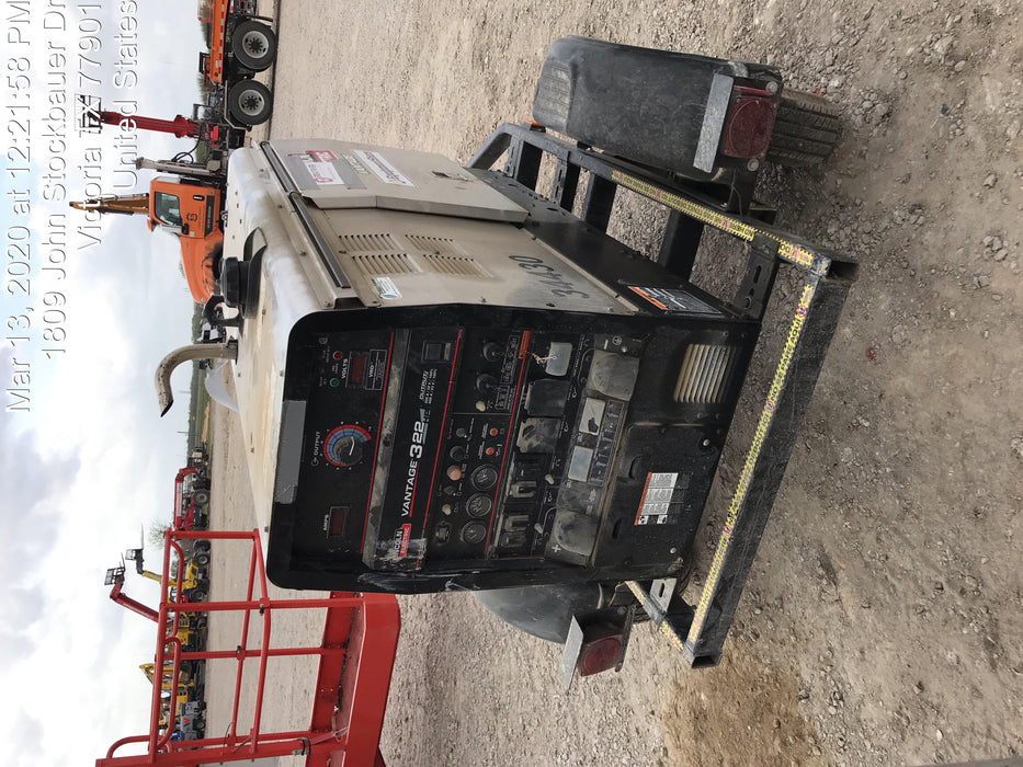 2019 Lincoln Electric Vantage 322 Welder Ready-Pak 3, Two wheel trailer, Fender and Light kit, Cable Rack