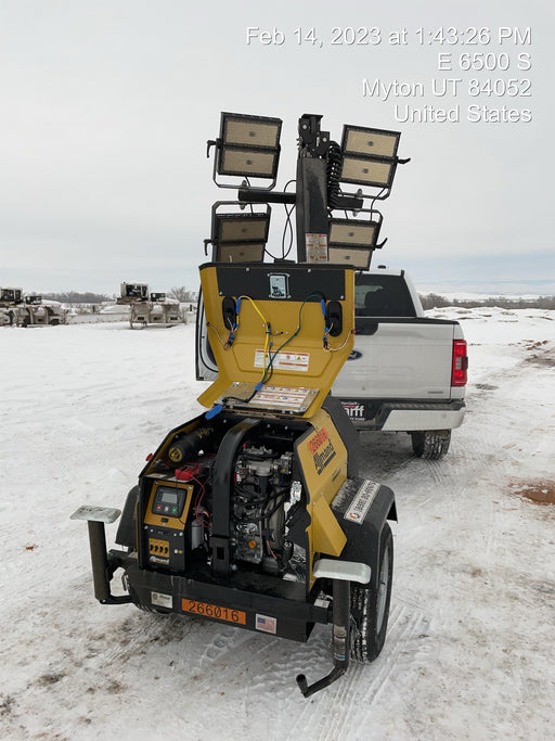 2022 Allmand NLV3GR (4) LED Light Fixture 350W, 23' Vertical Mast, 3kW Prime, Towable, ES Decals, T3