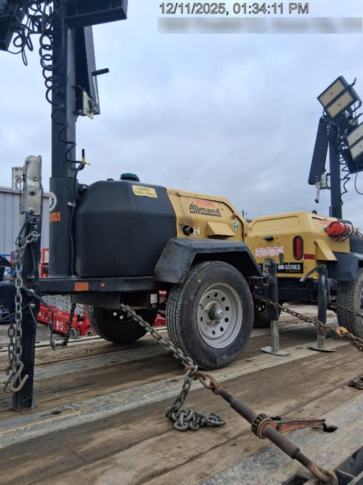 2022 Allmand NLV3GR (4) LED Light Fixture 350W, 23' Vertical Mast, 3kW Prime, Towable, Deep Sea L401, Leveling Jacks, Yanmar T4F 5.8hp