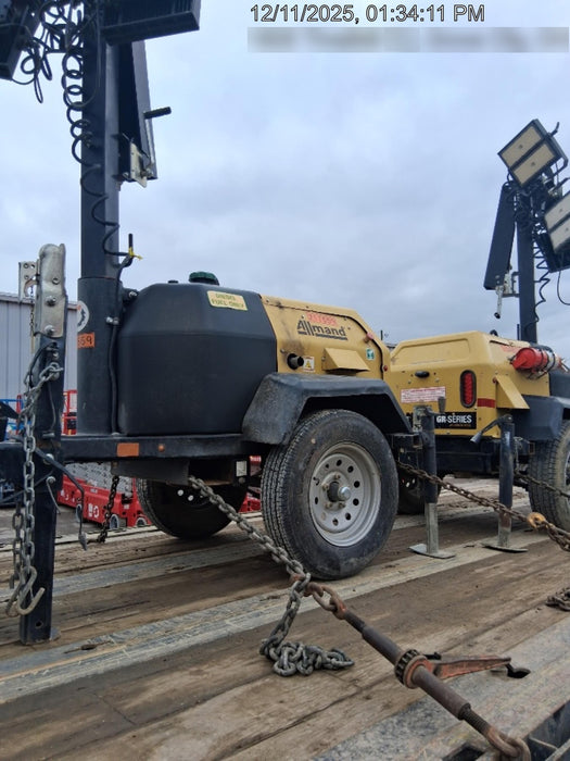 2022 Allmand NLV3GR (4) LED Light Fixture 350W, 23' Vertical Mast, 3kW Prime, Towable, Deep Sea L401, Leveling Jacks, Yanmar T4F 5.8hp