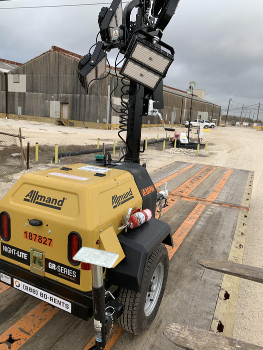 Allmand NLV3GR (4) LED Light Fixture 350W, 23' Vertical Mast, 3kW Prime, Towable, Deep Sea L401, Leveling Jacks, Yanmar T4F 5.8hp