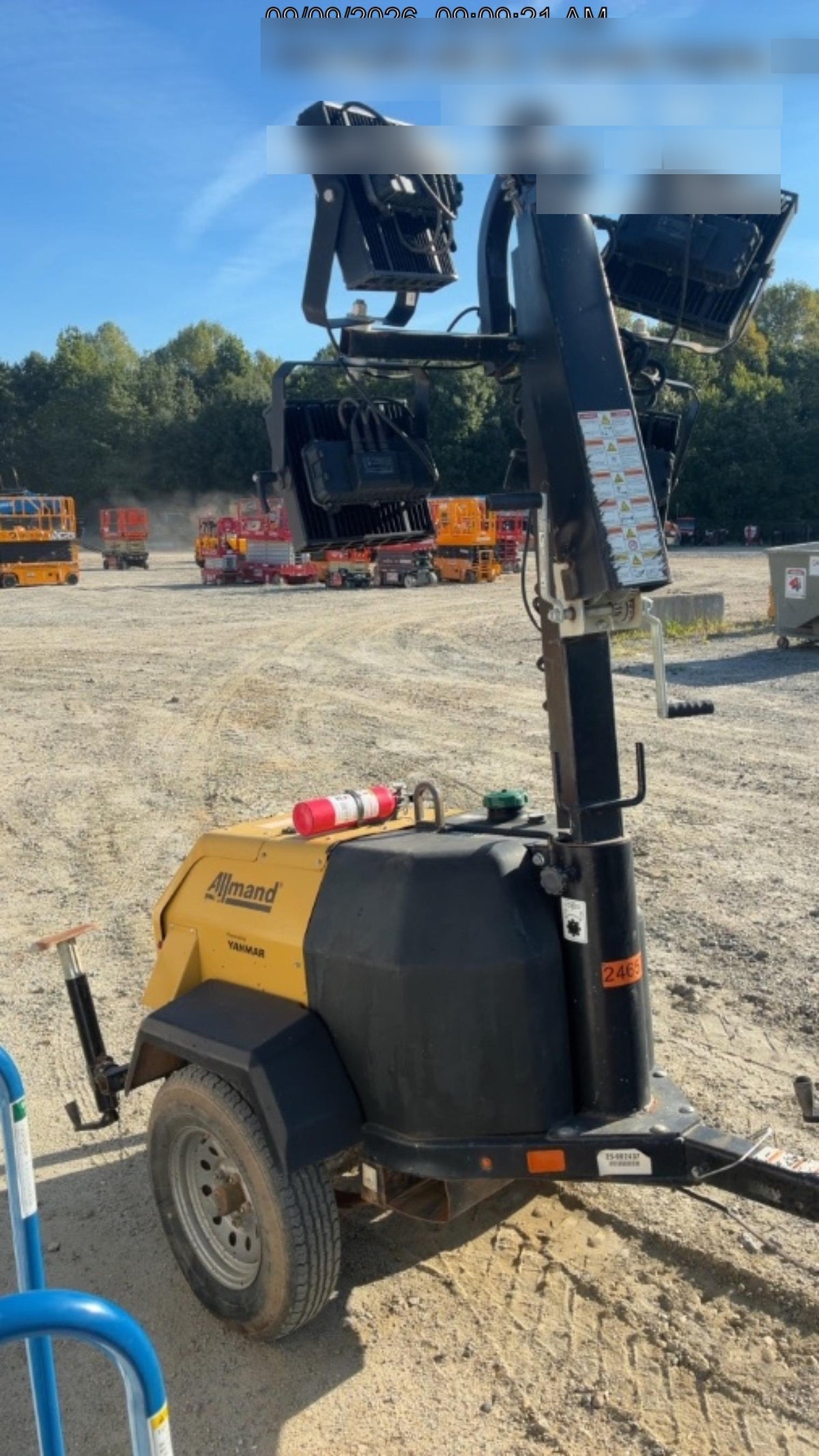 2022 Allmand NLV3GR (4) LED Light Fixture 350W, 23' Vertical Mast, 3kW Prime, Towable, ES Decals, T3