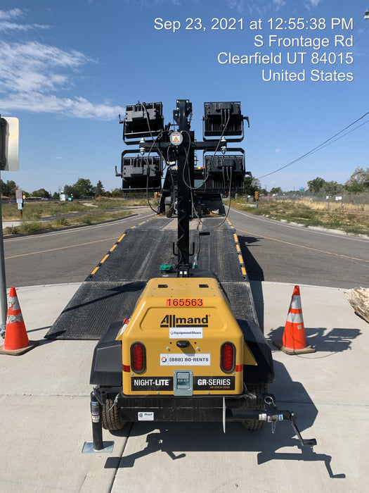 2021 Allmand NLV3GR (4) LED Light Fixture 350W, 23' Vertical Mast, 3kW Prime, Towable, Deep Sea L401, Leveling Jacks, Yanmar T4F 5.8hp