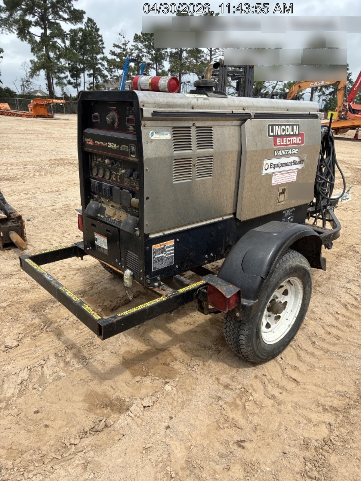 2019 Lincoln Electric Vantage 322 Ready-Pak 3, Two Wheel Trailer, Fender and Light Kit, Cable Rack