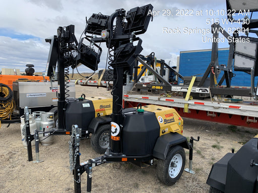 2021 Allmand NLV3GR (4) LED Light Fixture 350W, 23' Vertical Mast, 3kW Prime, Towable, Deep Sea L401, Leveling Jacks, Yanmar T4F 5.8hp