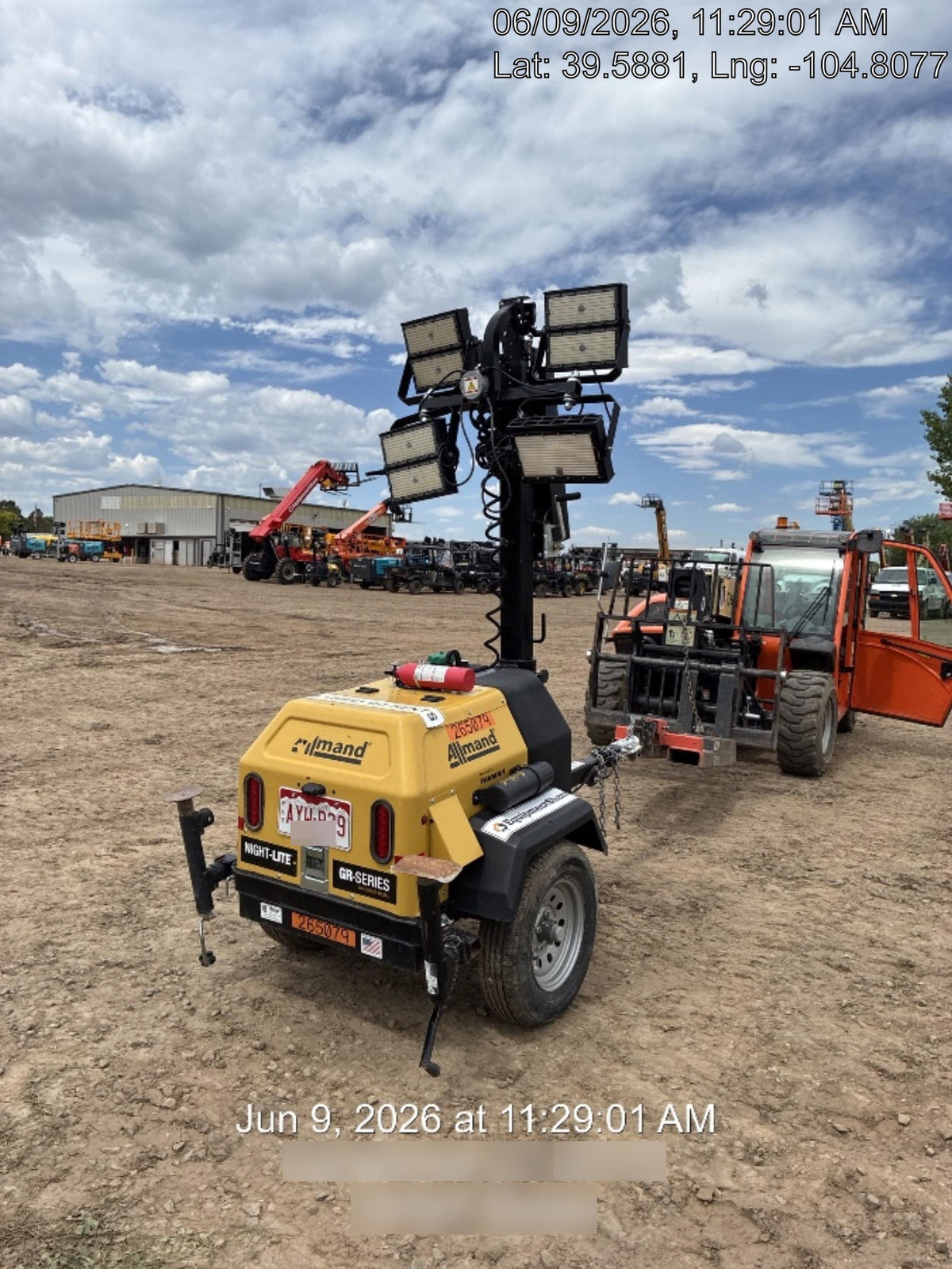2022 Allmand NLV3GR (4) LED Light Fixture 350W, 23' Vertical Mast, 3kW Prime, Towable, ES Decals, T3