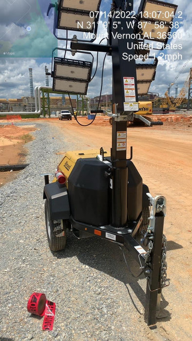 2022 Allmand NLV3GR (4) LED Light Fixture 350W, 23' Vertical Mast, 3kW Prime, Towable, Deep Sea L401, Leveling Jacks, Yanmar T4F 5.8hp