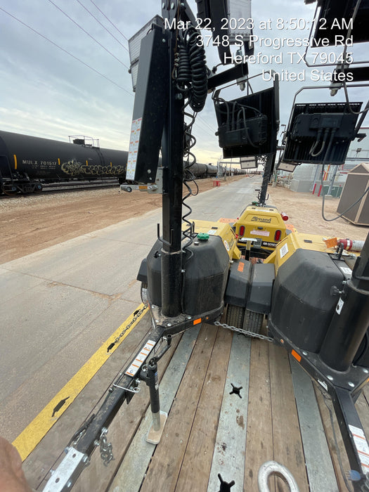 2022 Allmand NLV3GR (4) LED Light Fixture 350W, 23' Vertical Mast, 3kW Prime, Towable, ES Decals, T3