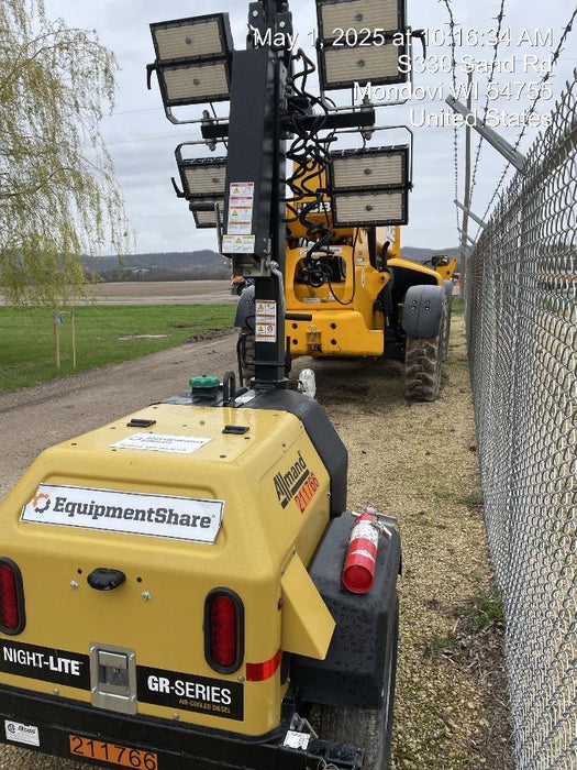 2022 Allmand NLV3GR (4) LED Light Fixture 350W, 23' Vertical Mast, 3kW Prime, Towable, Deep Sea L401, Leveling Jacks, Yanmar T4F 5.8hp