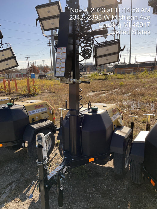 2022 Allmand NLV3GR (4) LED Light Fixture 350W, 23' Vertical Mast, 3kW Prime, Towable, ES Decals, T3