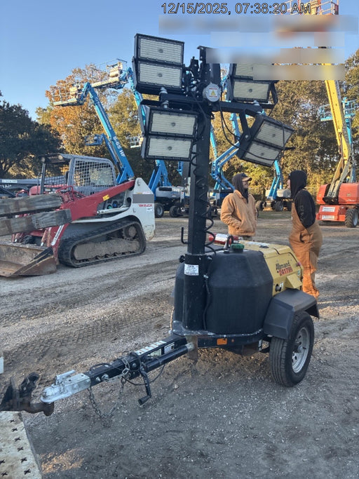 2022 Allmand NLV3GR (4) LED Light Fixture 350W, 23' Vertical Mast, 3kW Prime, Towable, Deep Sea L401, Leveling Jacks, Yanmar T4F 5.8hp