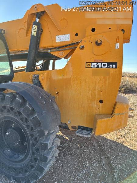 2019 JCB 510-56 Open ROPS, 74 HP, Solid Tires, Worklights, Beacon, Aux Hydraulics, Lifting Eye w/60" Carriage/60" Forks