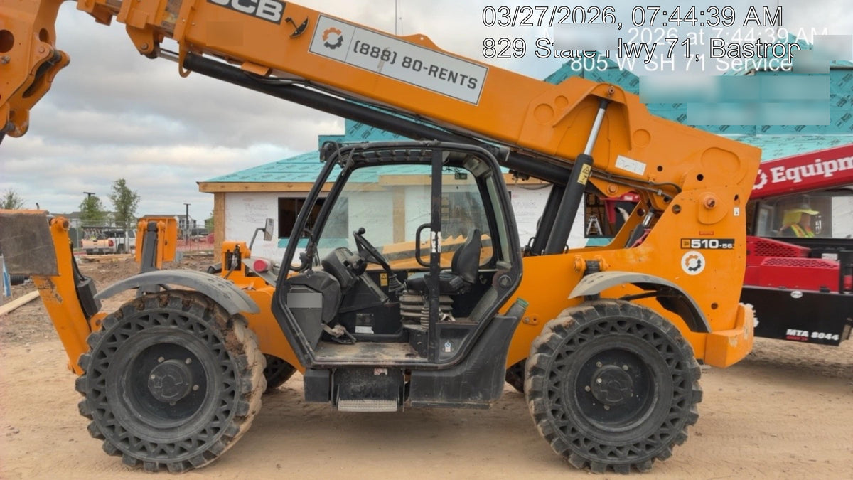 2019 JCB 510-56 Canopy, 74 HP, Solid Tires, STD Worklight, Beacon, Aux Hydraulics, Lifting Eye, Back up Alarm w/66" Carriage/60" Forks