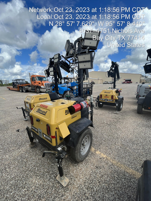 2022 Allmand NLV3GR (4) LED Light Fixture 350W, 23' Vertical Mast, 3kW Prime, Towable, ES Decals, T3