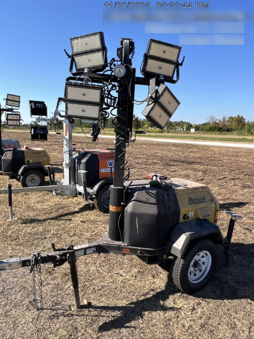 2022 Allmand NLV3GR (4) LED Light Fixture 350W, 23' Vertical Mast, 3kW Prime, Towable