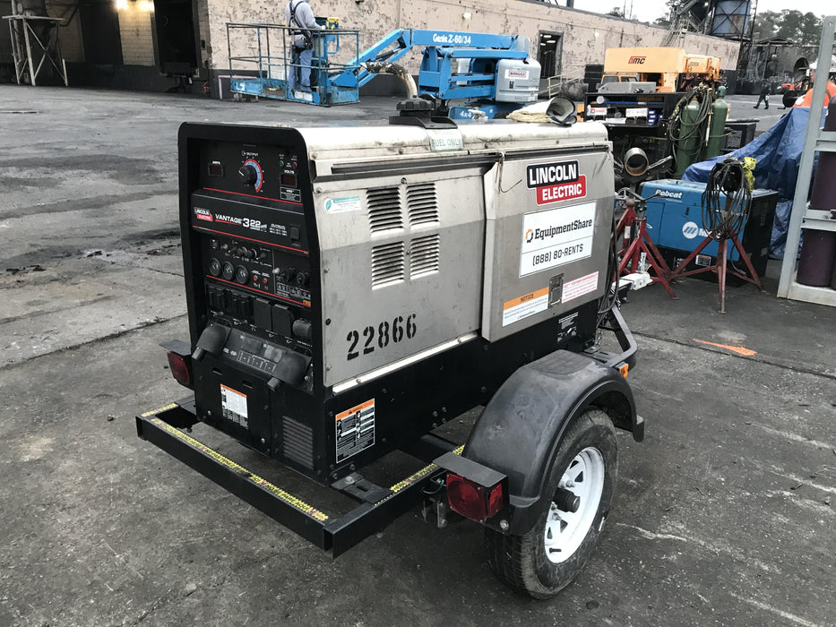 2019 Lincoln Electric Vantage 322 Lincoln Vantage 322 Welder w/Trailer, Light Kit, Cable Rack