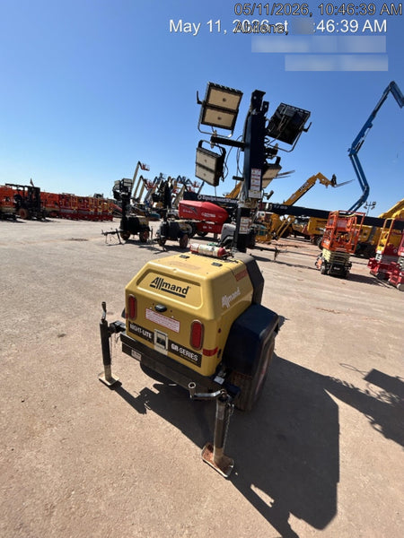 2022 Allmand NLV3GR (4) LED Light Fixture 350W, 23' Vertical Mast, 3kW Prime, Towable, Deep Sea L401, Leveling Jacks, Yanmar T4F 5.8hp