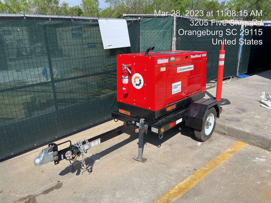 2022 Shindaiwa DGW400MDL Kubota D902 Engine, 23 HP, Dual Op Welder, Wire, Arc, Droop Stick, Tig, and CC Stick Functionality, Simulphase, 3 Phase and 1 Phase Gen Output, Single Axle NB Trlr, Slr Trckl Chrg 12V 12W, Fire Ext