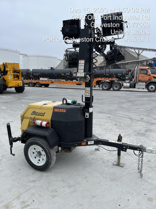 2022 Allmand NLV3GR (4) LED Light Fixture 350W, 23' Vertical Mast, 3kW Prime, Towable, Deep Sea L401, Leveling Jacks, Yanmar T4F 5.8hp
