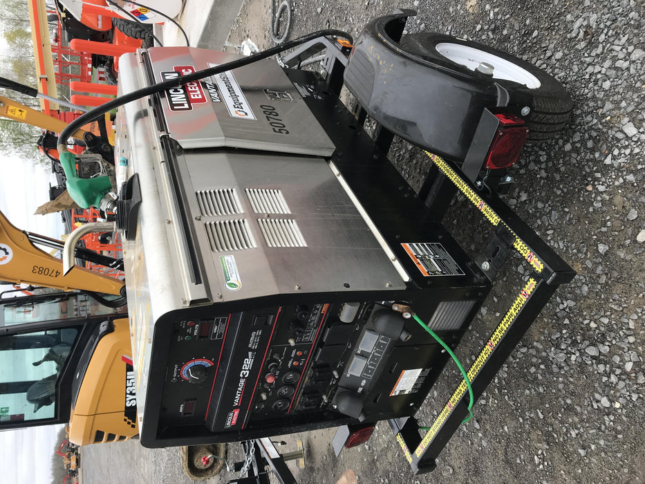 2019 Lincoln Electric Vantage 322 Welder Ready-Pak 3, Two wheel trailer, Fender and Light kit, Cable Rack