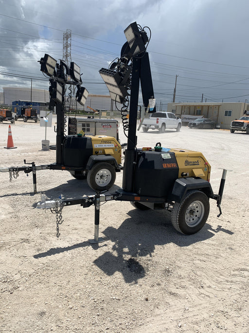 Allmand NLV3GR (4) LED Light Fixture 350W, 23' Vertical Mast, 3kW Prime, Towable, Deep Sea L401, Leveling Jacks, Yanmar T4F 5.8hp