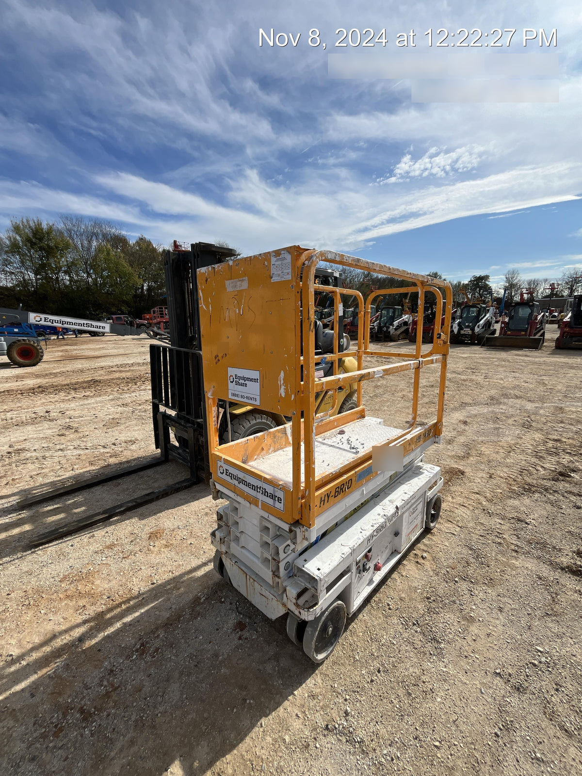 Custom Equipment HB-1430 <ul>
 <li>Hy-Brid Scissor Lift</li>
  <li>Platform capacity up to 670 lbs.</li>
  <li>Working height up to 20 ft</li>
  <li>Weighs under 1,700 lbs.</li>
  <li>Non-marking wheels </li>
</ul>