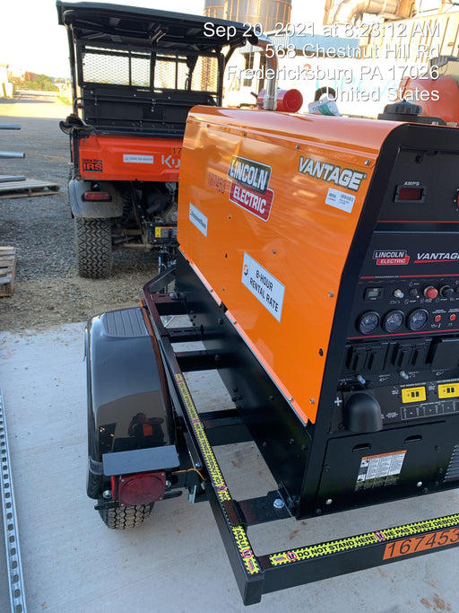 2021 Lincoln Electric Vantage 322 Vantage 322 Ready Pak 3 w/ Decals, ORANGE (includes trailer, cable rack, fender light kit) NO Telematics