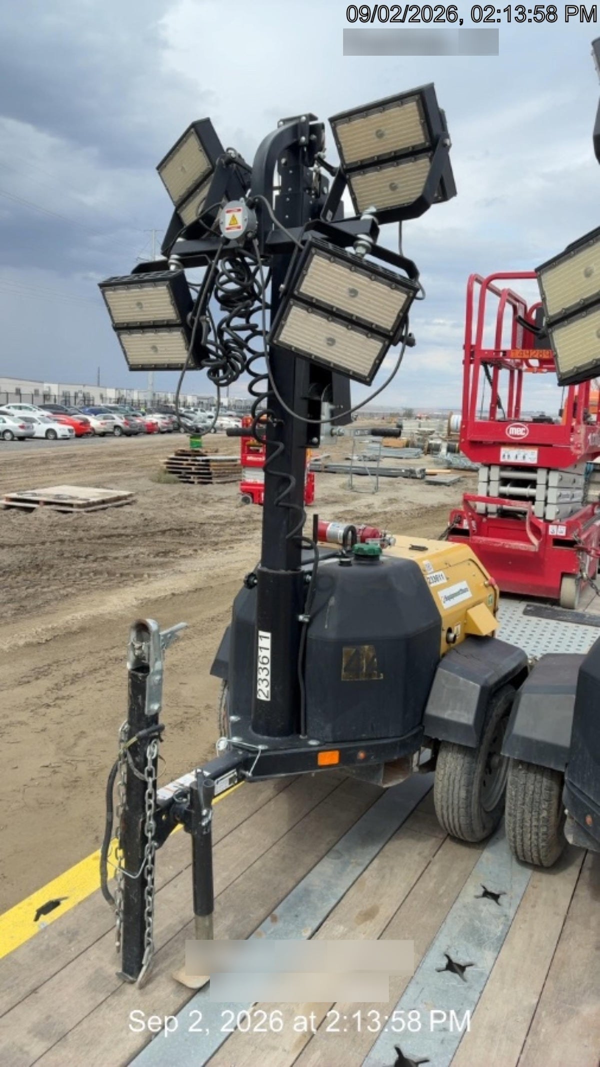 2022 Allmand NLV3GR (4) LED Light Fixture 350W, 23' Vertical Mast, 3kW Prime, Towable, Deep Sea L401, Leveling Jacks, Yanmar T4F 5.8hp