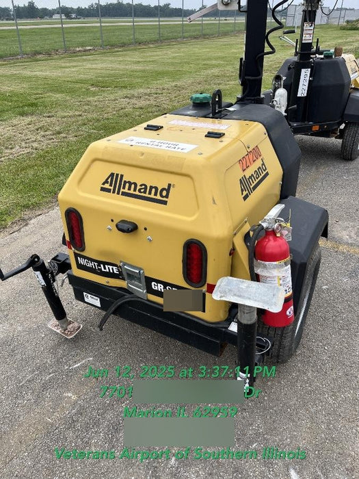 2022 Allmand NLV3GR (4) LED Light Fixture 350W, 23' Vertical Mast, 3kW Prime, Towable, Deep Sea L401, Leveling Jacks, Yanmar T4F 5.8hp