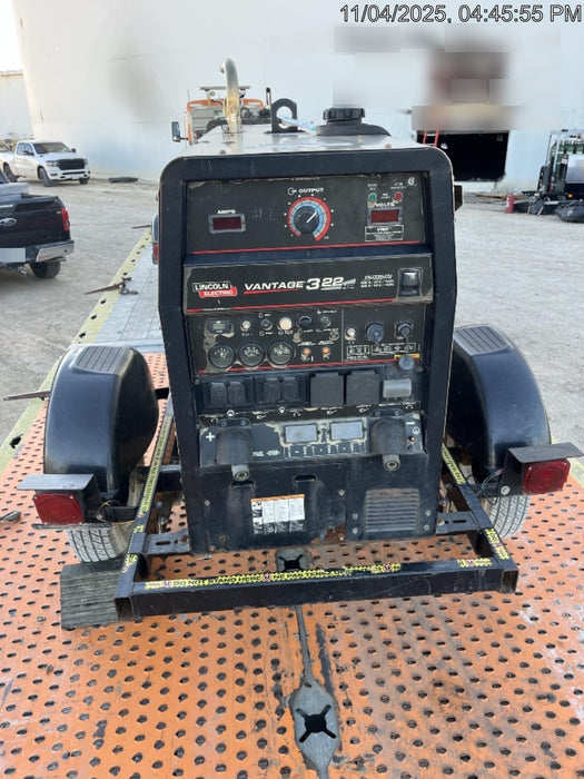 2019 Lincoln Electric Vantage 322 Welder Ready-Pak 3, Two wheel trailer, Fender and Light kit, Cable Rack