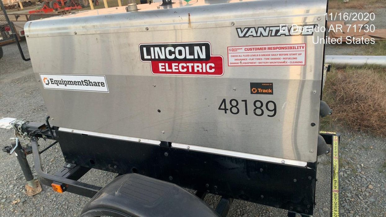 2019 Lincoln Electric Vantage 322 Ready-Pak 3, Two Wheel Trailer, Fender and Light Kit, Cable Rack