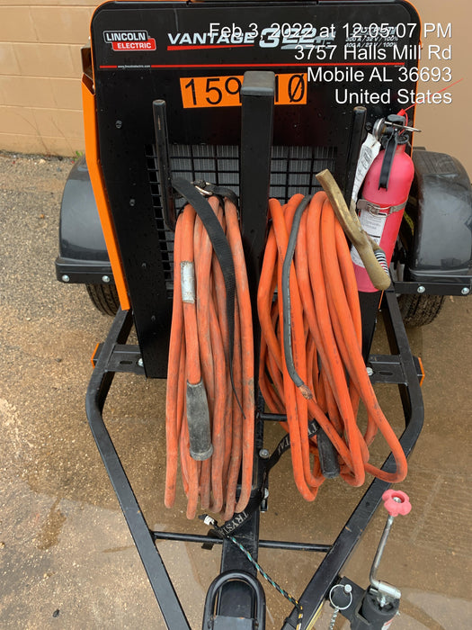 2021 Lincoln Electric Vantage 322 Vantage 322 Ready Pak 3 w/ Decals, ORANGE (includes trailer, cable rack, fender light kit) NO Telematics