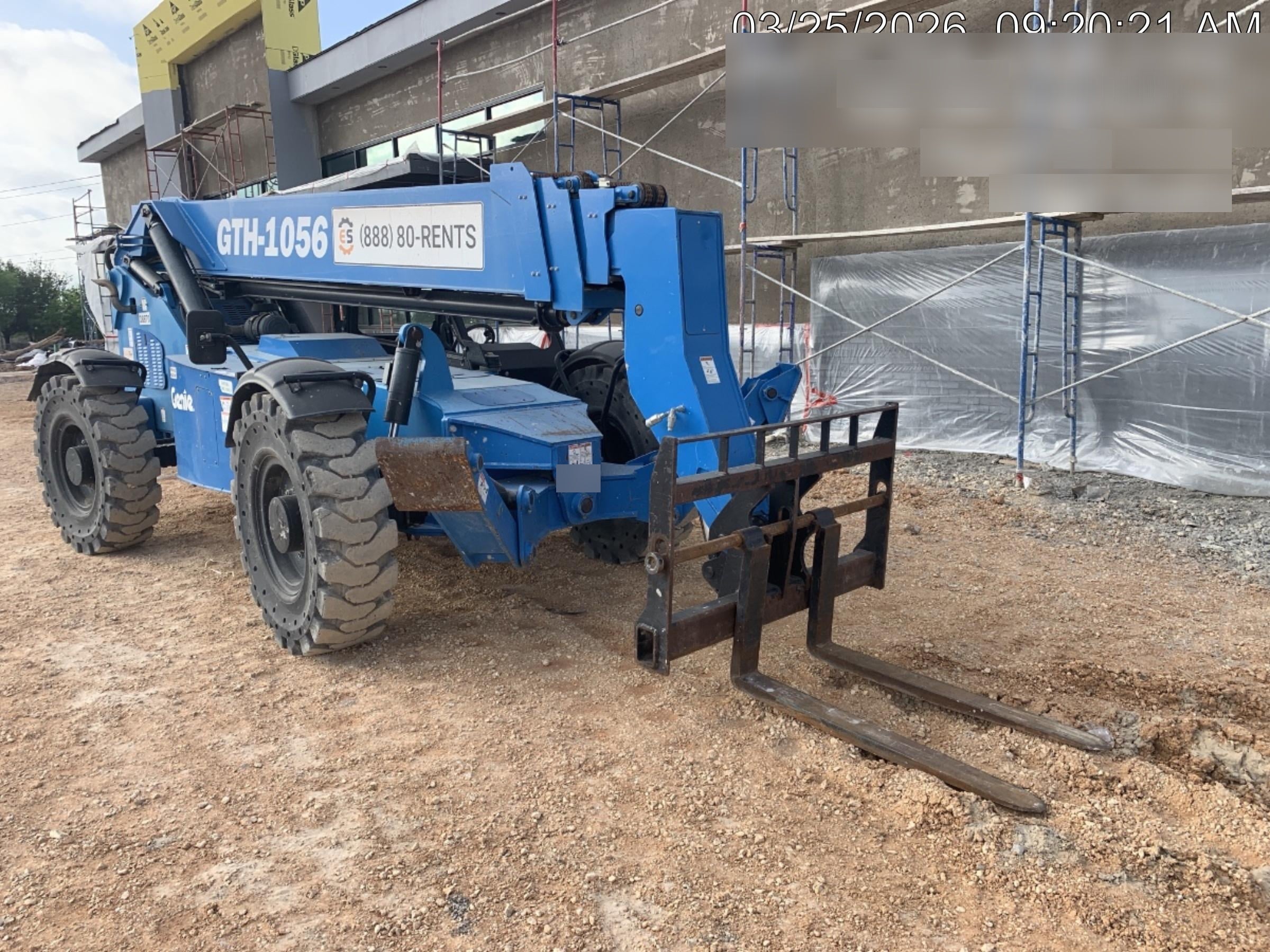2019 Genie GTH-1056 Canopy, Solid RT Tires, LED Work Lights, Beacon 60" QA Carriage, 60" Forks